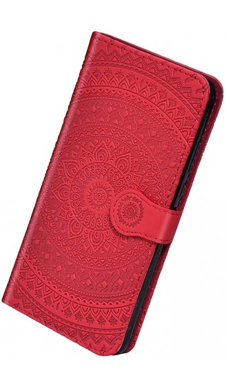 Herbests Kompatibel mit Huawei P20 Pro Leder Hülle Schutzhülle Handyhüllen Vintage Sonnenblume Muster Flip Brieftasche Wallet Tasche Ständer Klapphülle Etui Case Magnetverschluss,Rot - B07WWFZY5YO