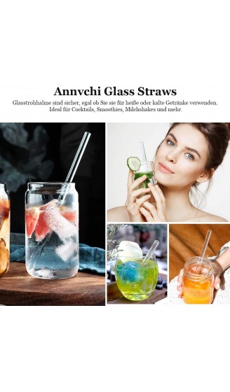 Annvchi Glas Strohhalme Wiederverwendbar LFGB Zertifizierung Transparent Breite Strohhalme aus Glas Geeignet für Cocktail Glas - B07RGD4GF2R