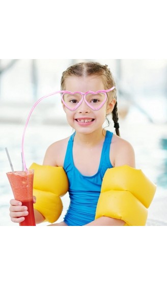 Greyoe strohhalm brille 8 Stück Bunte Strohgläser Herzförmige Spaßgläser Strohhalme Wiederverwendbar mit 4 Farben für Kindergeburtstagsfeiern und Familienfeiern - B09FSY1SSWE