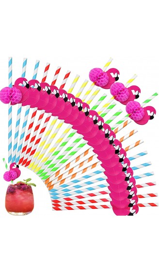 LUKIUP® Cocktail Strohhalme 50 Stück 3D Papier Strohhalme Flamingo Strohhalmen Biologisch Abbaubare Einweg Trinkhalme für Geburtstag Hochzeit Hawaii Deko Parteien - B09NYBXRZQM