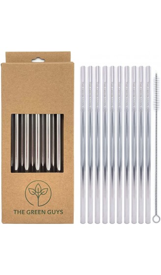 The Green Guys – 10er Pack – Edelstahl Strohhalme – Metall Trinkhalme – Edel – Nachhaltig – Wiederverwendbare Strohhalme – Metall Strohhalm – Edelstahlstrohhalm - B08B91JGCP4