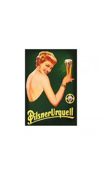 Schatzmix Pilsner Urquell Frau mit Bier blechschild - B079JVF28SA