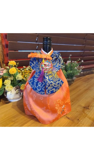 Koreanische Traditionelle Queen Hanbok Weinflaschenhülle Orange - B08P1G4B5GW