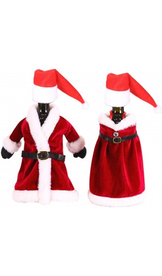 Novsix Weinflaschenkleid und Rock und Mini-Weihnachtsmannmütze Weinflaschenabdeckung Dekoration für Zuhause Urlaub Party - B08NJ9W54MH