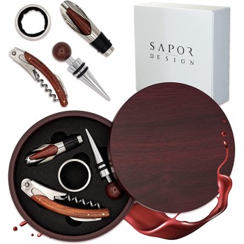 Sapor Design Wein Geschenkset 4-teilig & handgefertigt | Weinöffner Zubehör Kellnermesser Korkenzieher Set Geschenk - B097TXD1B72