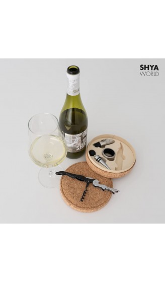 ShyaWorld Wein-Zubehör Geschenk-Set elegantes Geschenketui mit natürlichem Eco-Material Set aus Kork - B09DR1KV6R2