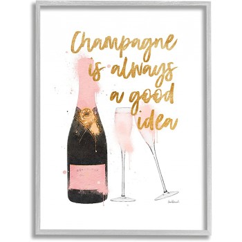 Stupell Industries Champagne Always Good Idea Phrase Chic Wine Bottle Designed by Amanda Greenwood Wandbild gerahmt Grau Rose 24x30 - B098ZSJT6Z2