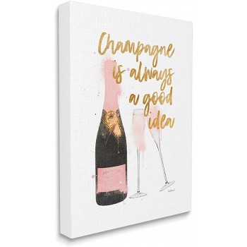 Stupell Industries Leinwandbild Motiv: Champagner Always Good Idea "Chic Wine Bottle" Design von Amanda Greenwood 61 x 76 cm Pink - B0991CHHC15