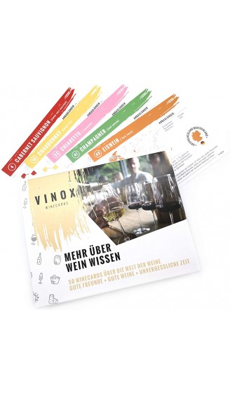 Vinox® – 50 Winecards für Weinliebhaber I Mehr über Wein wissen I Wein Tasting für zu Hause I Besonderes Wein Geschenk Set für Frauen & Männer I Made in Germany - B08D6TCD25V