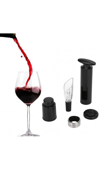 Weinflaschenöffner 5er Set Rotierender Weinöffner Flaschenset mit Vakuumverschluss Dekanter Folienschneider Tropfring Schwarz 12.6oz - B09NVZJHBH2