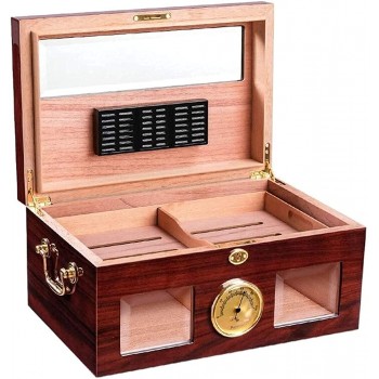 LZQBD ZENGQIANGJING Zigarren-Humidor-Zigarren-Box-Desktop-Humidor mit Hygrometer und Luftbefeuchter Zedernteilerdekorationsbox - B09WMGLHQ1Q