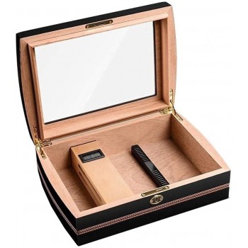 LZQBD ZENGQIANGJING Zigarren-Humidor Zigarrenbox mit Hygrometer und Luftbefeuchter Großkapazität Zigarrenkasten dekorative Box Farbe: schwarz Color : Black - B09WMG7D2WX