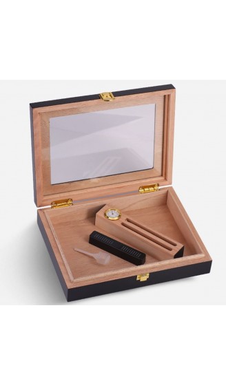 Tragbarer Humidor Zigarrenkiste Aus Zedernholz Mit Luftbefeuchter Versiegelter Humidor Aus Holz Geschenk Für Freund Color : Black S : 23.8x18.8x4.8cm - B09Y23R76BW