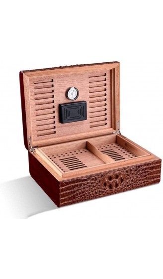 ZENGQIANGJING Zigarren-Humidor-Hülle mit Hygrometer-Luftbefeuchter Zedern-Zigarre-Zigarrenbox Leder Zigarre-Aufbewahrungsbox dekorative Box Farbe: braun Color : Brown - B09WMG9K3D3