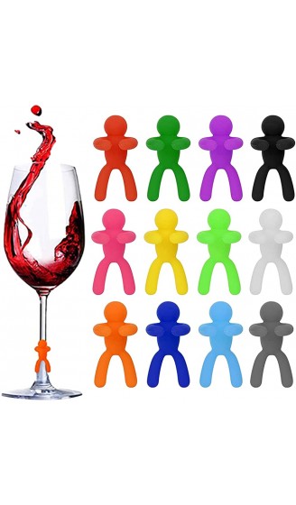 12 Pcs Weinglas Marker Silikon Markierung Gläser Glasmarkierer Party Weinglas Trinkglas Markierung Glasmarker Silikon Geeignet für Partys und Feiern Family Dinner Bar Tischdekoration - B097L6MYYFX