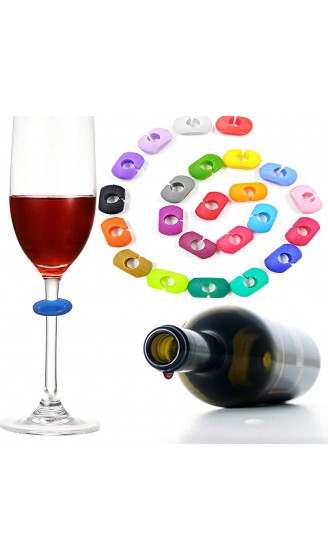 24 Stück Glasmarkierer Ringe Glas Markierung Kreative Reusable Glass Markers for Wine Glass Getränke Markierungen Weinglasmarkierer Glasmarker Silicon Weinglas Marker - B09KNL4K58D