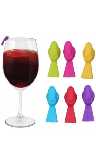 Aisoway 6pcs Wein-Glas-Charme Bulk Silikon Vogel Geformte Partei Cup Recognizer Identifiers mischfarbe - B082X6FQ92U