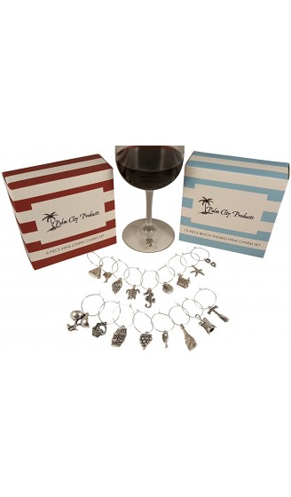 Doppelpack Weinglas Anhänger Sets Insgesamt 18 Stück Strand- und Weinliebhaber-Themen - B01M1V8SPD2