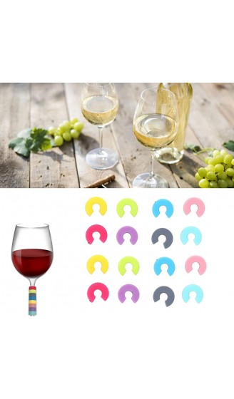 FastUU Weinbecher-Identifikationsring 16 STÜCKE Leichter langlebiger Silikon-Weinglasmarker Einzigartig wiederverwendbar für die Küche - B09SY7FFGLT