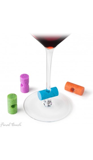 Final Touch Cork Shaped Glasmarker Wein Glas Marker Silikon Mischfarben Set Perfekt für Partys leicht an den Stamm aller Arten von Weinglas klebt 4 Stück - B0744HQLZDD