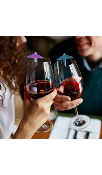 Geoyien Silikon Wein Marker Weinglas Anhänger Charms Getränke Markierung Wiederverwendbare Glas Markierer für Bar Party Tischdekorationen 24 Stück zufällige Farben - B091TKH9MT6