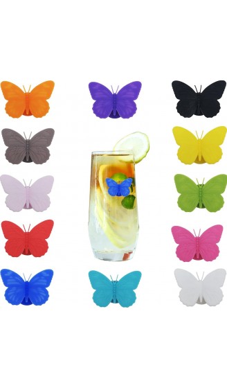 Glasmarkierer CTRICALVER Schmetterlingstyp Silikon Weinglas Markermit Saugnapf für Getränke Weingläser und lustige Verzierungen 12 Farbes*1pcs - B09CYFSDJJV