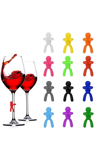 lankai 12 Stück Silikon Weinglas Marker Kreative Glasmarkierer Wiederverwendbare Weinglas Glasmarkierung zur Identifizierung und Dekoration von Getränken Auf Partys - B09K71WZ3L4