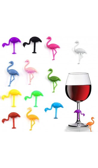 Wein Marker Glas Markierung Silikon Weinglas Marker Weinglasmarkierer Glasmarkierung Wein Trinken Marker Glasmarker Wiederverwendbare Flamingo Glas Partyempfang Glasmarker 12 Stück - B0924L3VWGZ