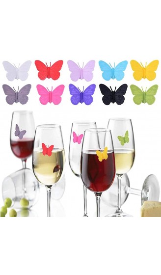 YouU 10 Stück Partygläser-Markern lustige Silikon-Weinglas-Marker Charming Butterly Win Glas-Marker Aufkleber für Weinverkostung - B07XPVKK87E