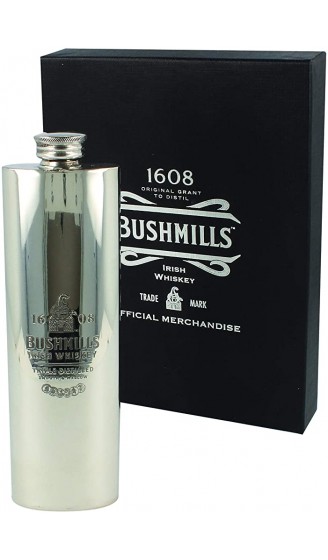 Bushmills Irish Whiskey Große Silberflasche Flachmann Flaschen Hip Flask mit Logo Design | Stilvolle irische Accesorries Geschenke Souvenirs für Männer - B07DDQN9B77