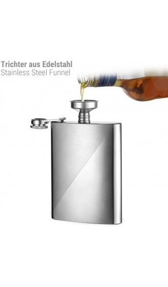Ecooe Edelstahl Flachmann 227ml 8oz mit Trichter und Kunstledertasche Farbe Anthrazit Whisky Flachman Set - B07BQTPWJ9R