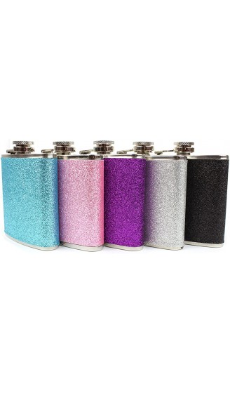 Stainless Steel With Colorful Glitter Hip Flask Stores 6 Ounces Black by Ms Lovely - B01IUBL3MY5