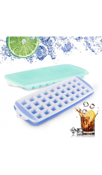 2Pack silikon eiswürfelform,Ice Cube Tray with Lid for Chilled Drinks Juice Chocolate Whisky and Cocktails BPA-Free Blue+Green - B08XXNNTKLB
