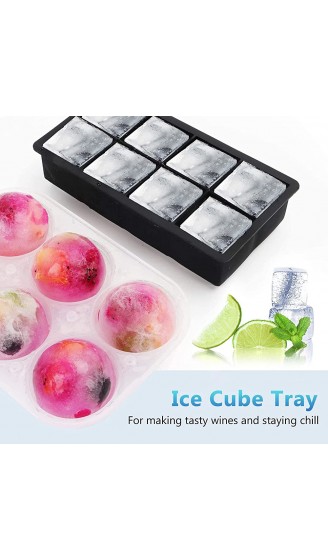 Eiswürfelform Groß XXL 60mm Eiskugelform Silikon mit Deckel 8 Fach Quadratische Eiswürfelbehälter BPA Frei Ice Cube Tray für Whisky Cocktails 2 Stück Schwarz - B08DJ1Z2J9W