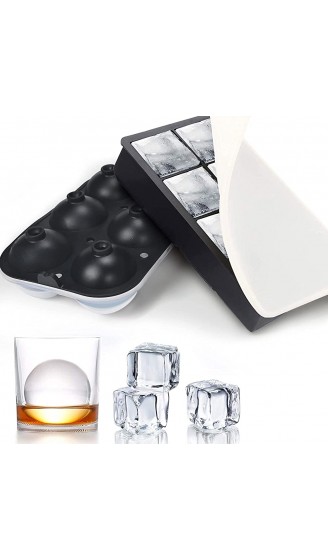 Eiswürfelform Groß XXL 60mm Eiskugelform Silikon mit Deckel 8 Fach Quadratische Eiswürfelbehälter BPA Frei Ice Cube Tray für Whisky Cocktails 2 Stück Schwarz - B08DJ1Z2J9W
