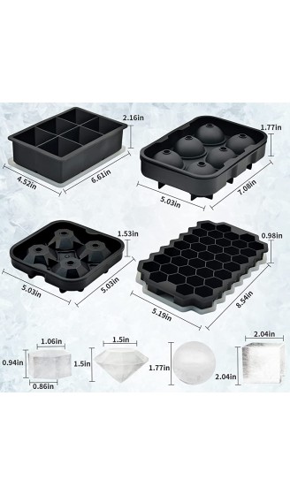 Eiswürfelform Silikon-Eiswürfelbehälter mit Deckel 4-teiliges Set mit kombinierten Eiswürfelbehältern leicht zu lösen stapelbare ice cube tray LFGB-geprüft geeignet für Getränke wie Whisky - B09Q877PHC7