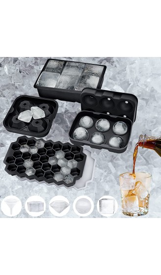Eiswürfelform Silikon-Eiswürfelbehälter mit Deckel 4-teiliges Set mit kombinierten Eiswürfelbehältern leicht zu lösen stapelbare ice cube tray LFGB-geprüft geeignet für Getränke wie Whisky - B09Q877PHC7