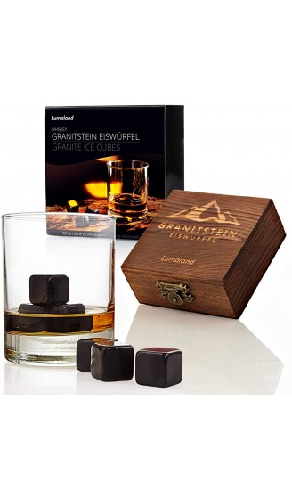 Lumaland Whiskysteine aus Granit im 6er Set inklusive Holzbox und Aufbewahrungsbeutel - B07DQP3291B