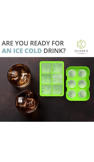 Oliver's Kitchen Eiswürfelschale 2er Set – Halten Sie Gin Whisky & Getränke länger kalt – Große Eiswürfelform aus Silikon – Antihaft Eiswürfelbox mit Deckel – Eisform für Eiskugeln und Eiswürfel - B07KRFJZ1TT