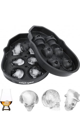 Totenkopf-Eiswürfelform Flexible Silikon-Eiswürfelformschale 8 niedliche und lustige Totenköpfe aus Eis für Whisky Cocktails und Saftgetränke mit Mini-Trichter - B07L6CJR1XO