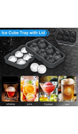 WAOAW 2pcs Runde Eiswürfelform mit Deckel BPA Frei Silikon Eiswürfelbehälter 45cm Ice Balls Cube Tray für Whisky Cocktail Bier - B095328SSWM