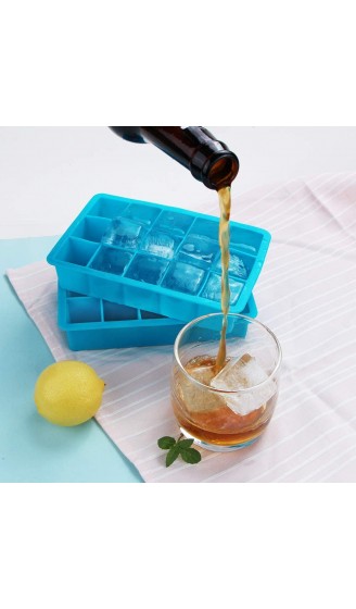 webake Eiswürfelform Silikon Eiswürfelbehälter 2 Stück 15-Fach Eiswuerfel Form 3 x 3 cm für Bier Cocktails Whisky Wasser Soda Obst Pudding oder Babynahrung - B07XCPDZK4Y