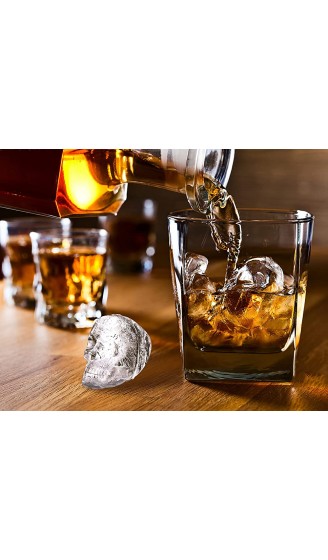 YHT 2 Stück Totenkopf-Silikon-Eiswürfelformen für Whiskey einfaches Herauslösen mit Deckel Neuheit Eisform für Cocktails schwarz - B092D3MZ7SW