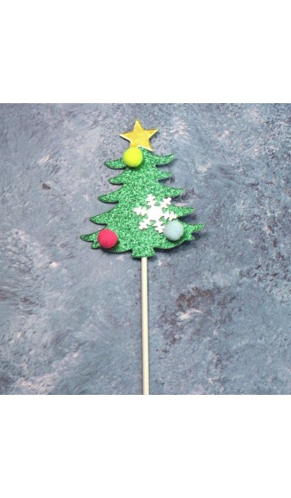CGgJT 15 stücke Weihnachten Kuchen Topper Glitter Weihnachtsbaum Cupcake Topper Kuchen Picks Weihnachten Kuchen Dekorationen Partei liefert - B09VKV2NK5X