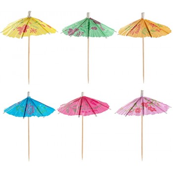 Cocktailspießer mit Regenschirm verschiedene tropische Farben 240 Stück - B09319L3CQ3