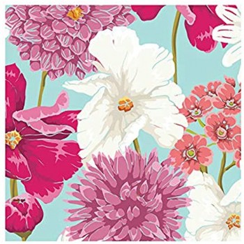 Harman Bold Floral Paper Napkin Pink Blue Luncheon Pack of 20 6.5" x 6.5" - B08LP3NBM1Y