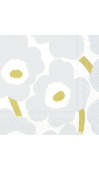 Marimekko IHR 3-lagige Lunch-Papierservietten 16,5 x 16,5 cm Unikko Weiß Silber - B08LDLM1Z49