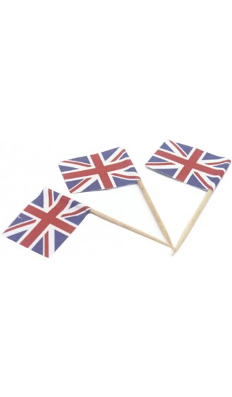 Amosfun 100Pcs Großbritannien UK Flagge Zahnstocher Britischen Fahnen Cupcake Topper Cocktail Pick Flagge Wüste Obst Cupcake Pick Sticks für Land Sport Partei Liefert - B096XPFDTY1