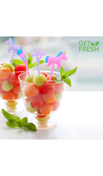 Get Fresh 24 Stück Miniatur Einhorn Zahnstocher für Kinder Tiernahrung Obstteller Bento for Kids Party Bento Lunch Box - B081T9BB3LC