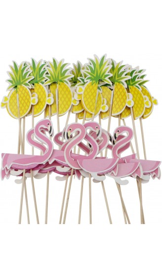 Hysagtek 100 Stück 3D Flamingo Ananas Cupcake Topper DIY Kuchen Topper Picks Snack Cupcake Dekorationen für Hawaiian Luau Sommer Geburtstag Party Kuchen Essen Dekoration Supplies - B07H3Q19XR4